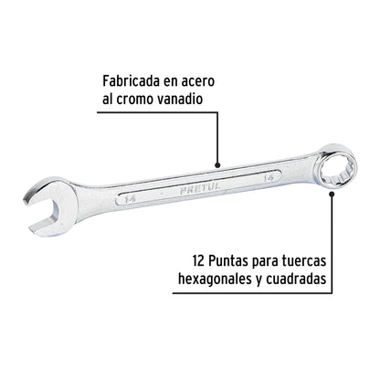 Llave combinada 14 mm x 180 mm de largo, Pretul | LL-2014MP | 21908