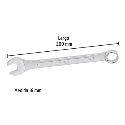 Llave combinada 16 mm x 200 mm de largo, Pretul | LL-2016MP | 21910