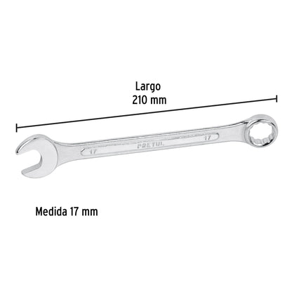Llave combinada 17 mm x 210 mm de largo, Pretul | LL-2017MP | 21911