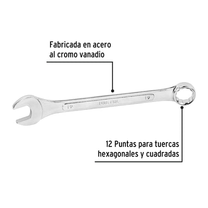 Llave combinada 19 mm x 230 mm de largo, Pretul | LL-2019MP | 21913