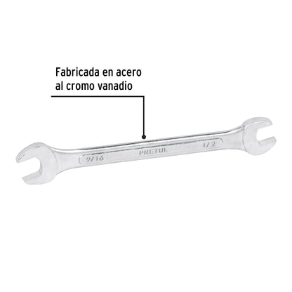 Llave española, 1/2 x 9/16' x 172 mm de largo, PRETUL | LL-3026P | 21954