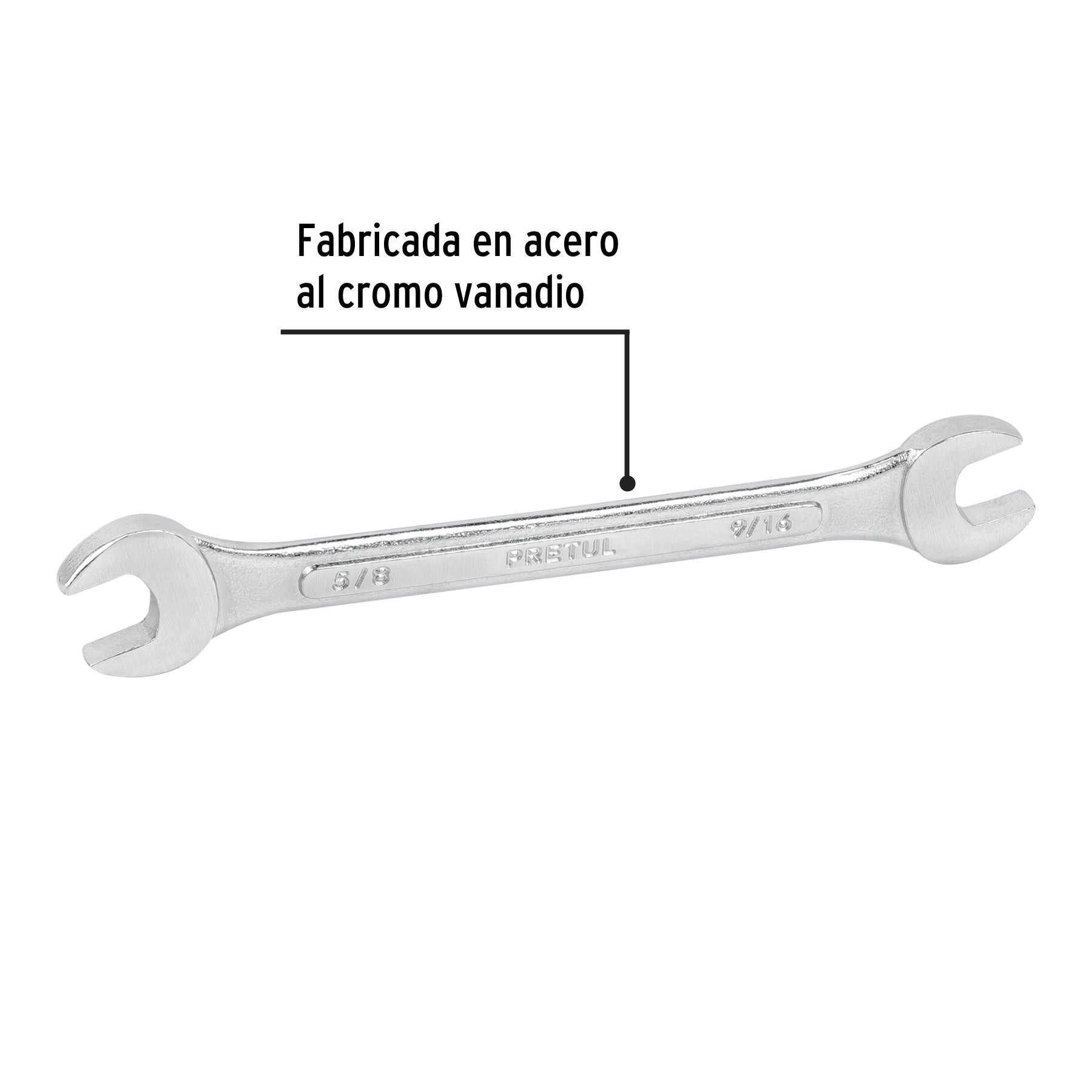 Llave española, 9/16 x 5/8' x 185 mm de largo, PRETUL | LL-3030P | 21955