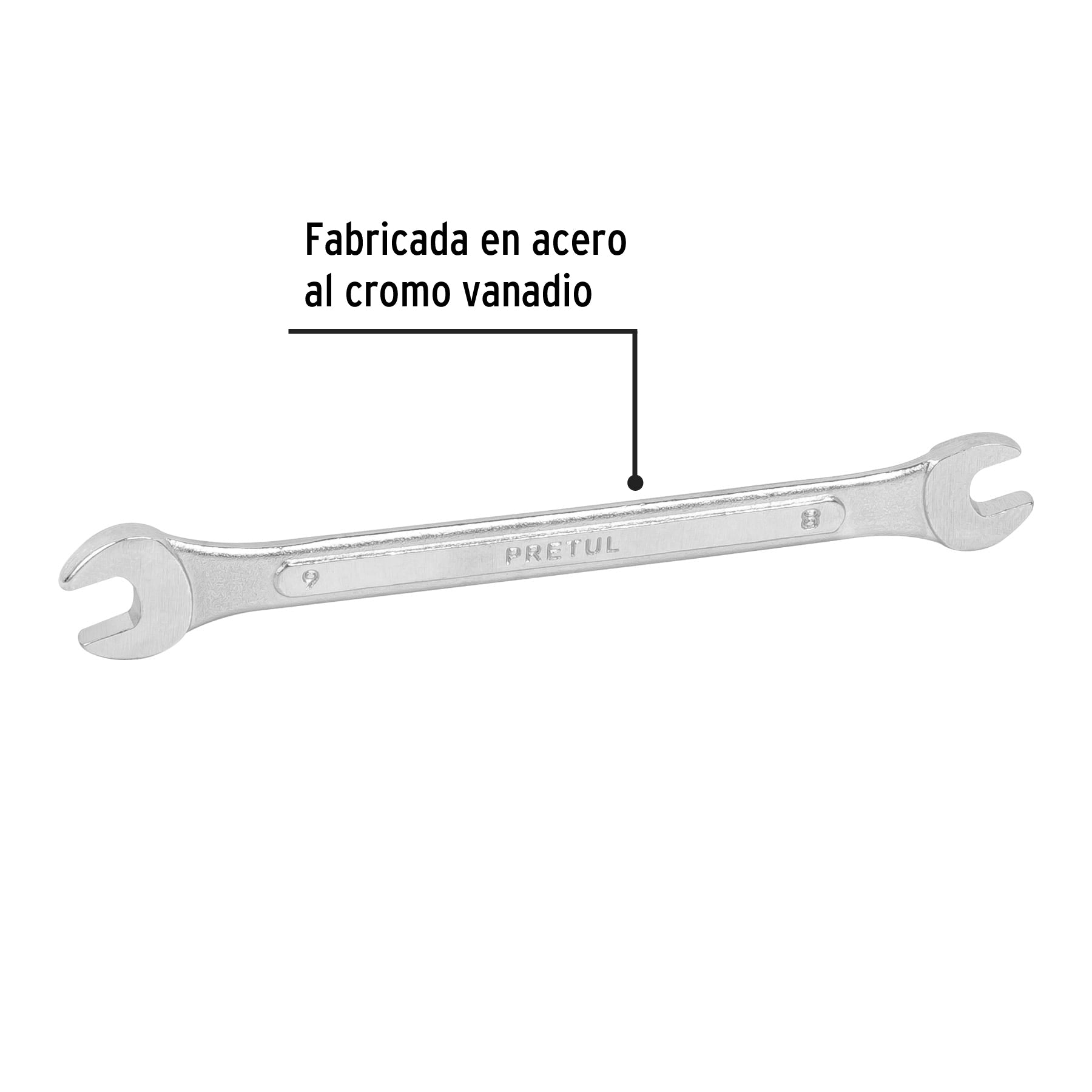 Llave española 8 x 9 mm x 140 mm de largo, PRETUL | LL-30809MP | 21971