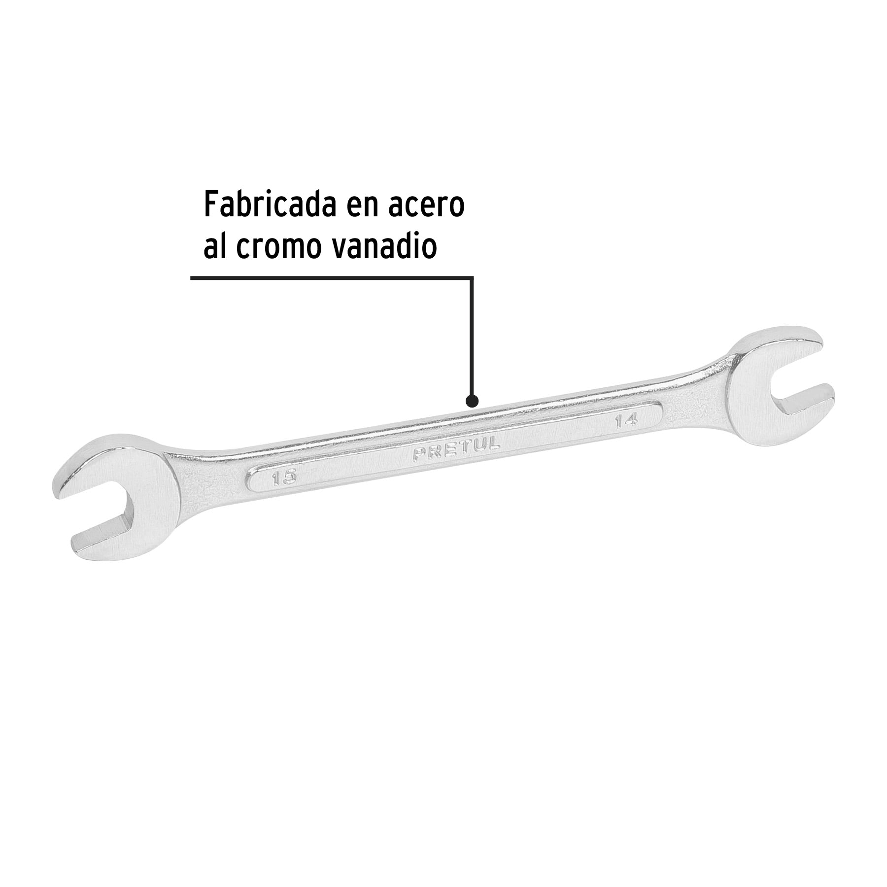Llave española 14 x 15 mm x 185 mm de largo, PRETUL | LL-31415MP | 21974