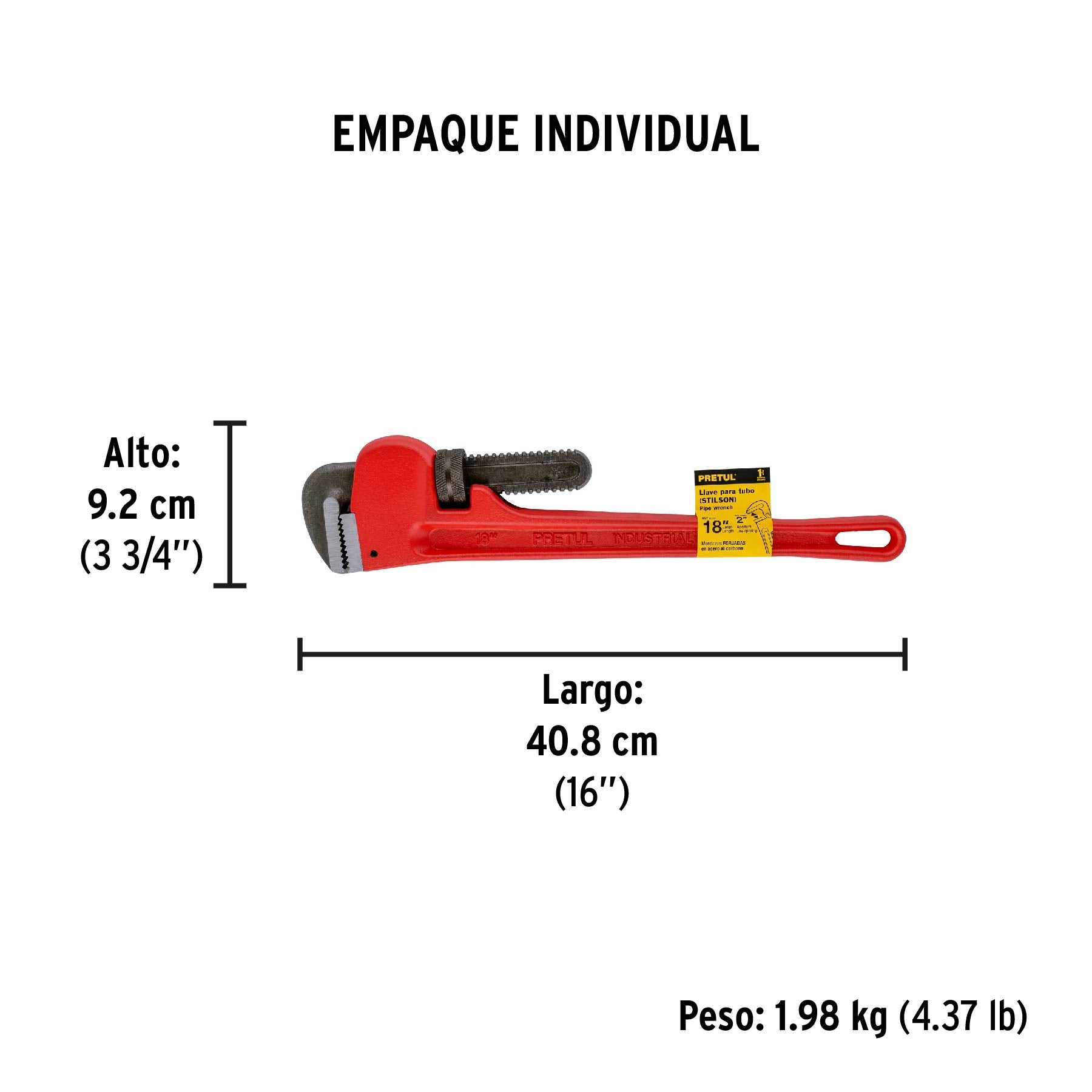 Llave stilson 18' cuerpo de hierro maleable, Pretul | STI-18P | 22014