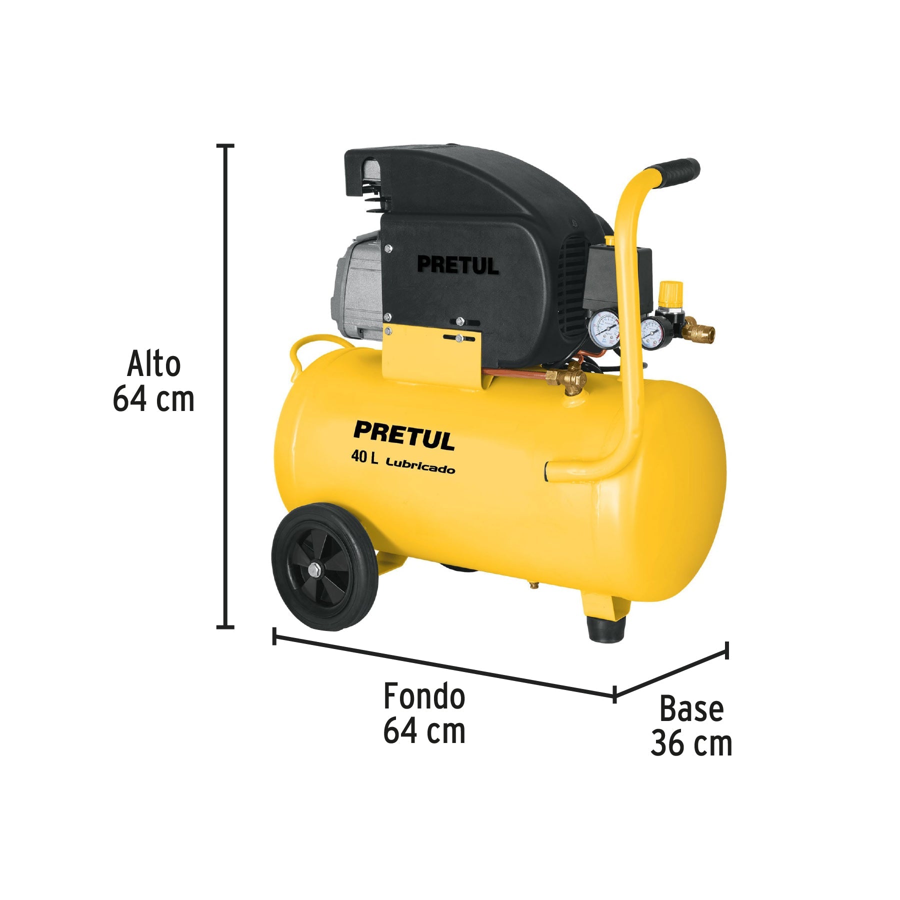 Kit Compresor lub, 40L, manguera y pistola baja,127V, PRETUL | COMP-KIT40P | 22066