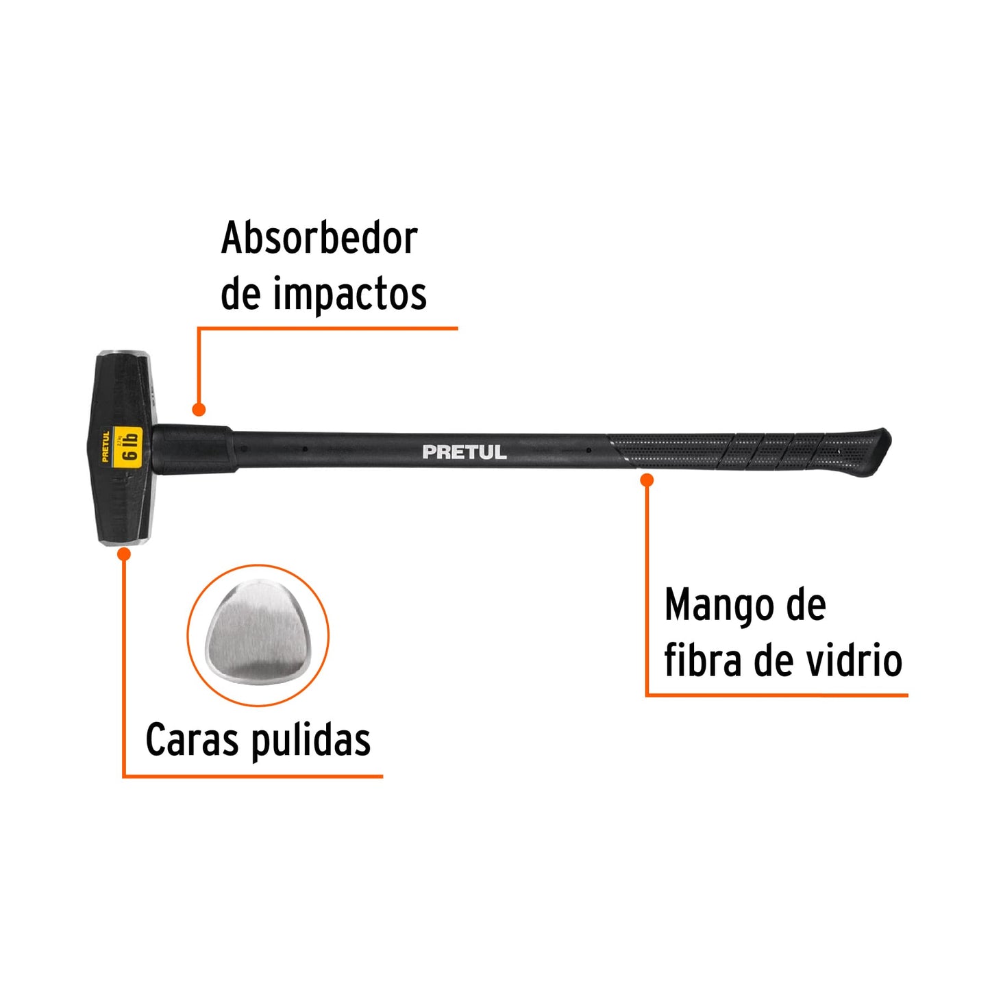 Marro tipo Nevada 6 lbs. mango 36', Pretul | MD-6MP | 22203