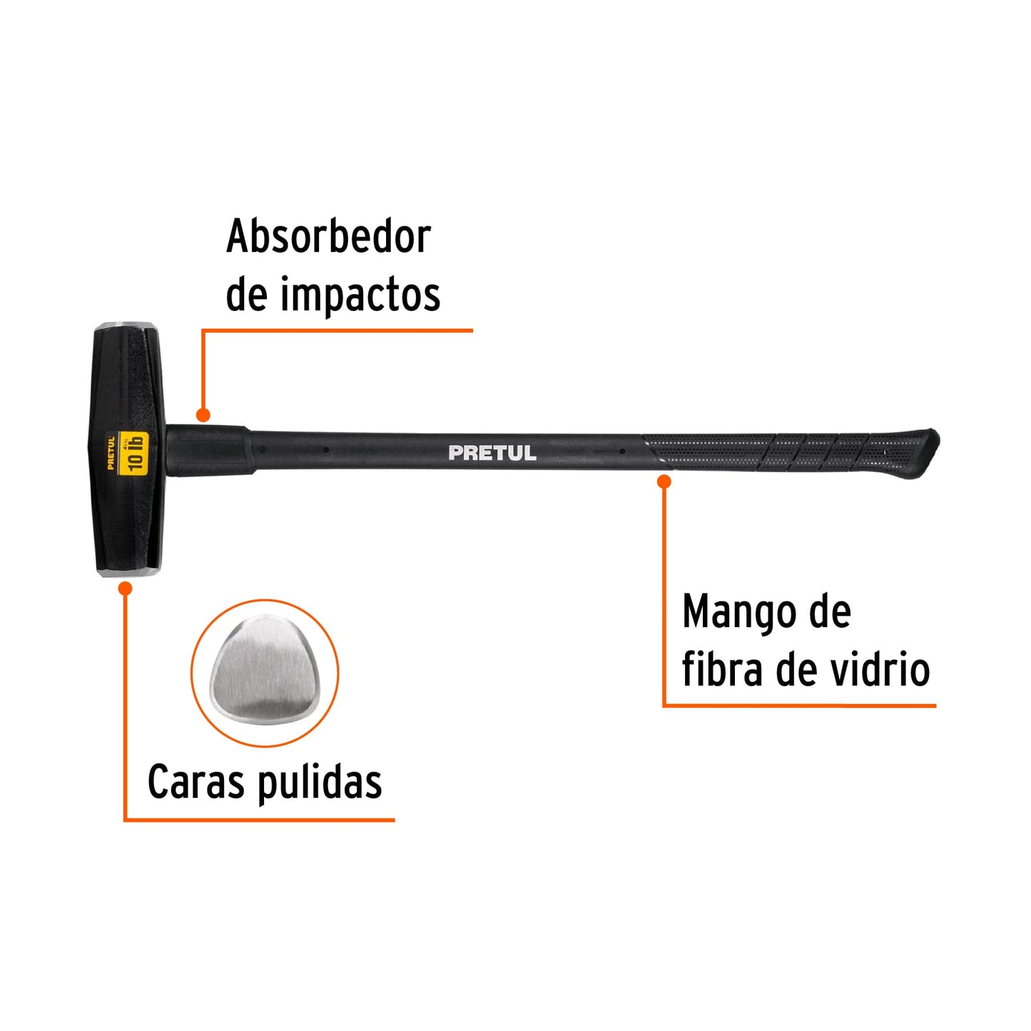 Marro tipo Nevada 10 lbs. mango 36', Pretul | MD-10MP | 22206