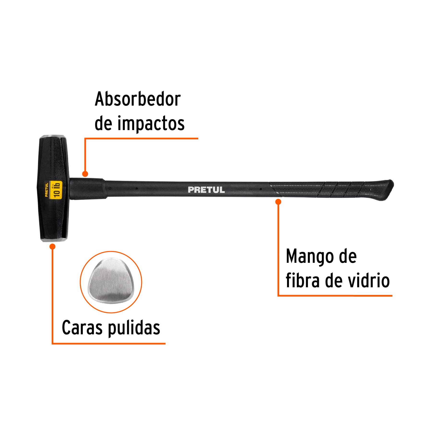 Marro tipo Nevada 10 lbs. mango 36', Pretul | MD-10MP | 22206