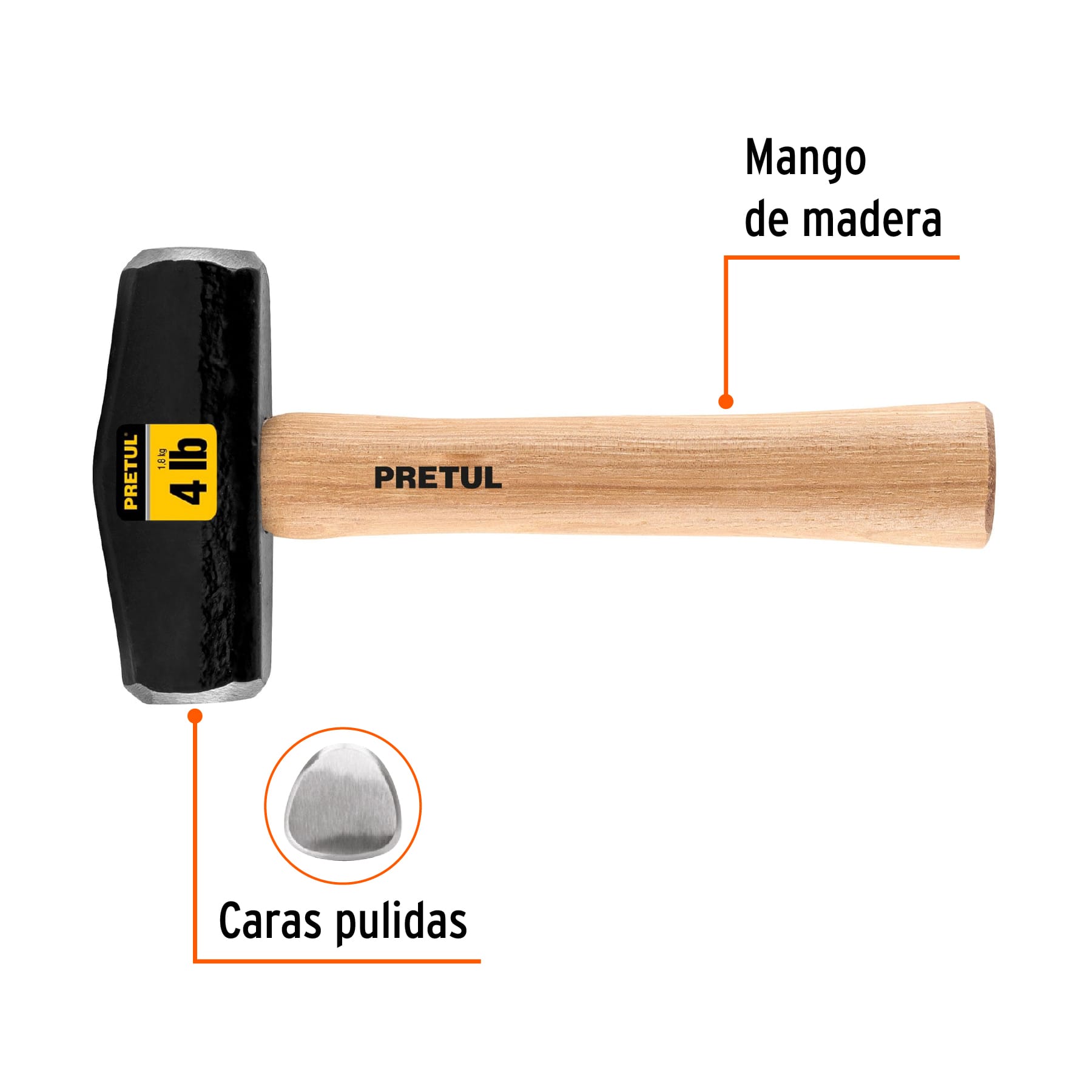 Marro tipo Nevada 4 lbs. mango 10-3/4', Pretul | DHT-4P | 22217
