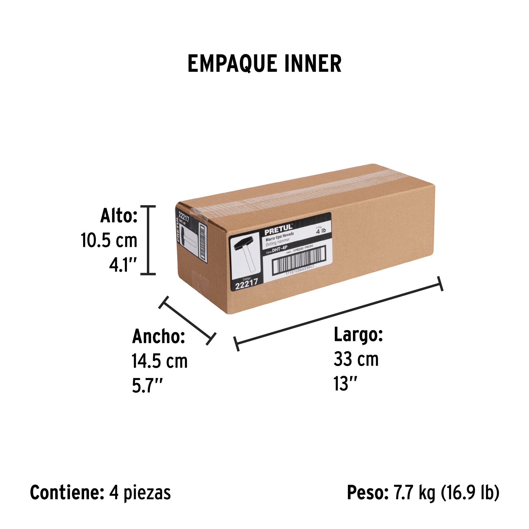 Marro tipo Nevada 4 lbs. mango 10-3/4', Pretul | DHT-4P | 22217