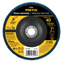 Disco laminado 7', grano 40 centro 7/8', fibra, PRETUL | DLP-2730 | 22353