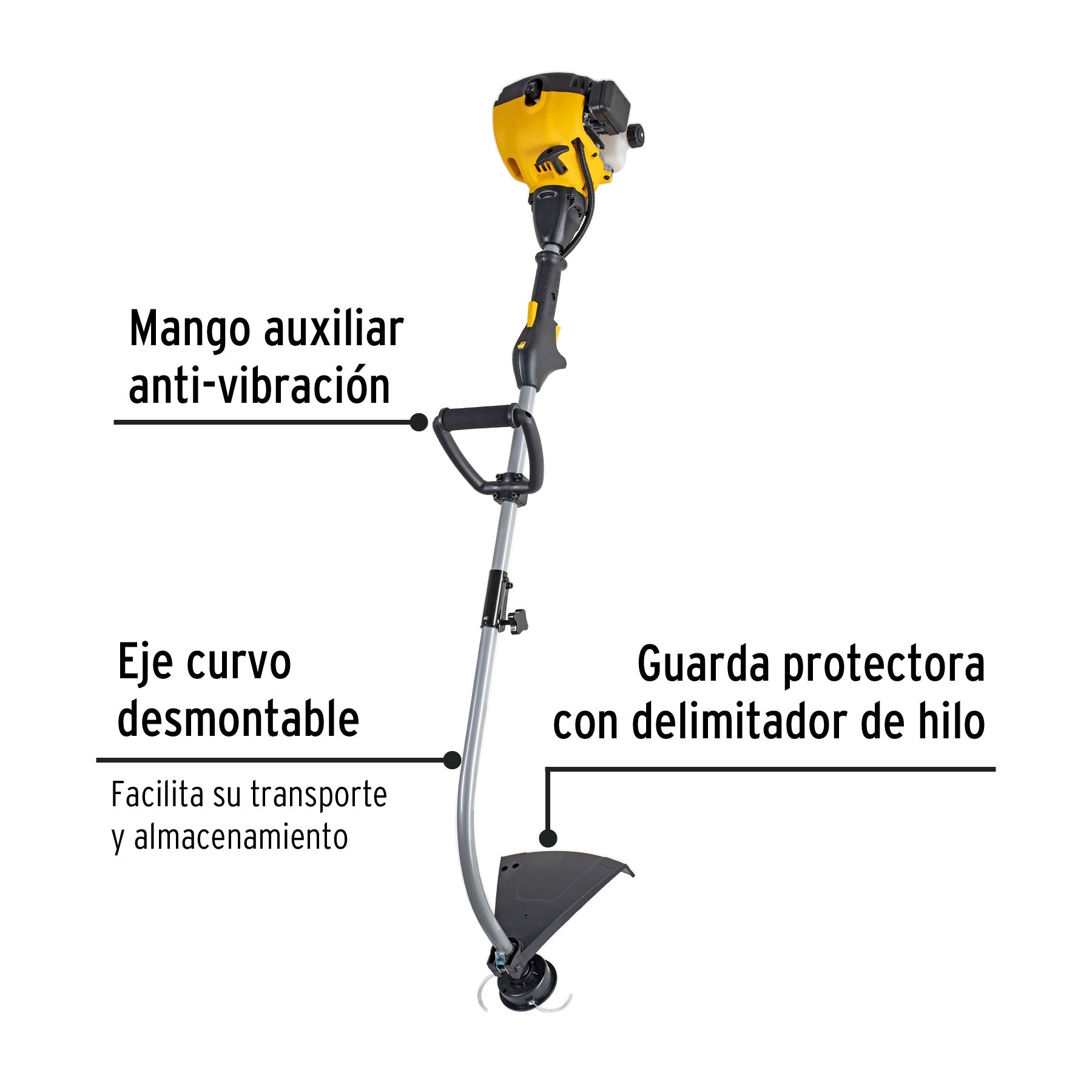 Desbrozadora a gasolina 25cc mango tipo 'D', 17'corte, curva | DES-25P | 22430