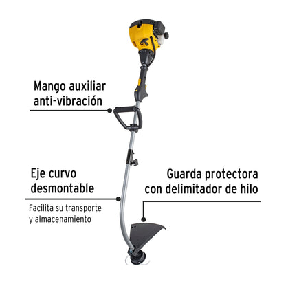Desbrozadora a gasolina 25cc mango tipo 'D', 17'corte, curva | DES-25P | 22430