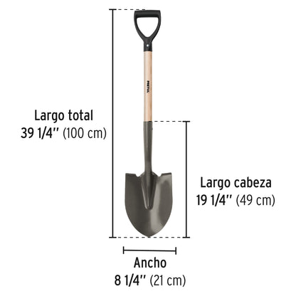 Pala redonda, puño 'D', mango 28-1/2', Pretul | PRD-P | 22502