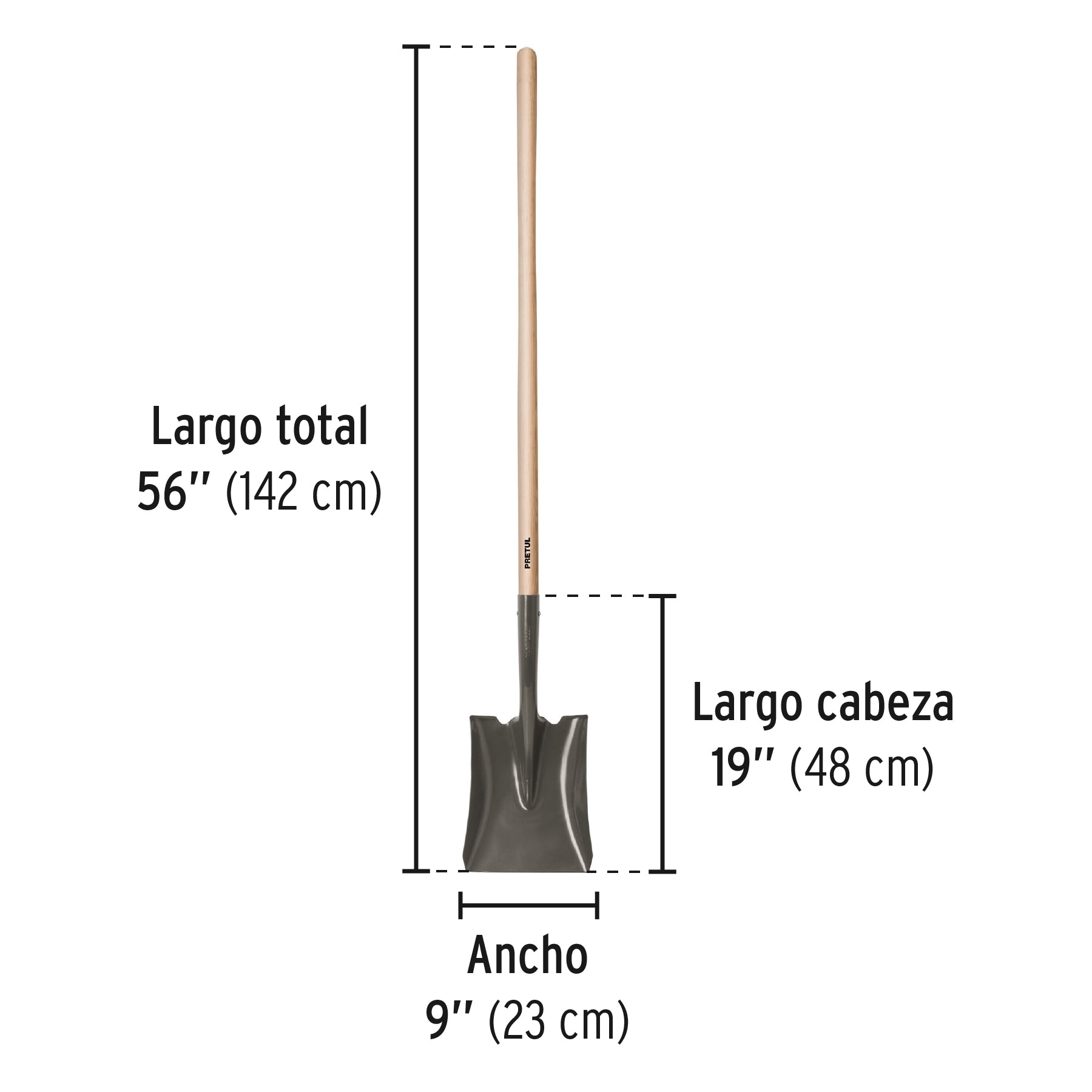 Pala cuadrada, mango largo 44', Pretul | PCD-L | 22508