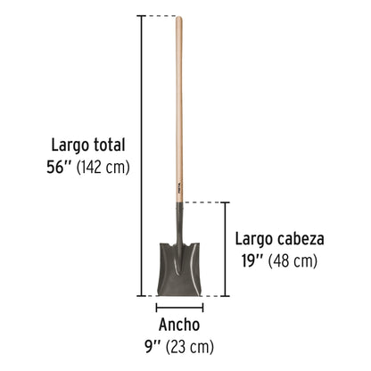Pala cuadrada, mango largo 44', Pretul | PCD-L | 22508