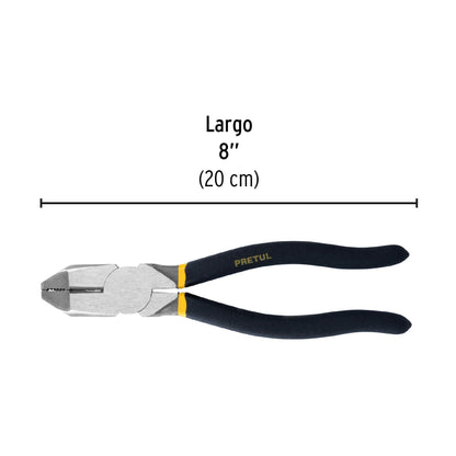 Pinza para electricista 8' uso rudo, mango de PVC, Pretul | 218-P | 22606