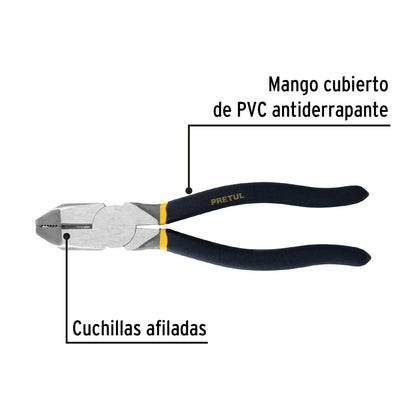 Pinza para electricista 9' uso rudo, mango de PVC, Pretul | 219-P | 22612