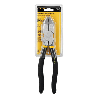 Pinza para electricista 9' uso rudo, mango de PVC, Pretul | 219-P | 22612
