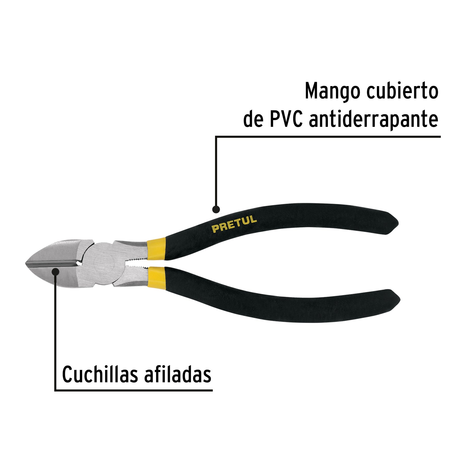 Pinza de corte diagonal 7' mango de PVC, Pretul | PCD-7P | 22637