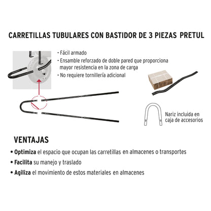 Carretilla concha plástica 5 ft3 Neumática b/tubular, Pretul | TP-5N | 22703