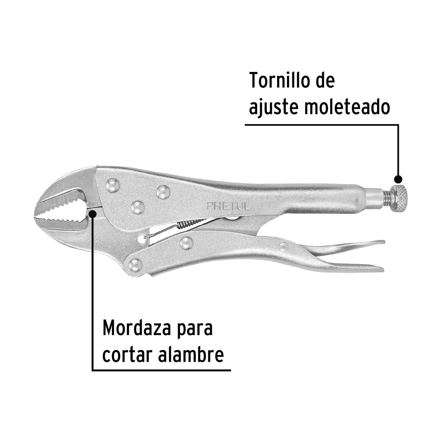 Pinza de presión 10' mordaza recta, a granel, Pretul | PP-10RG | 22707