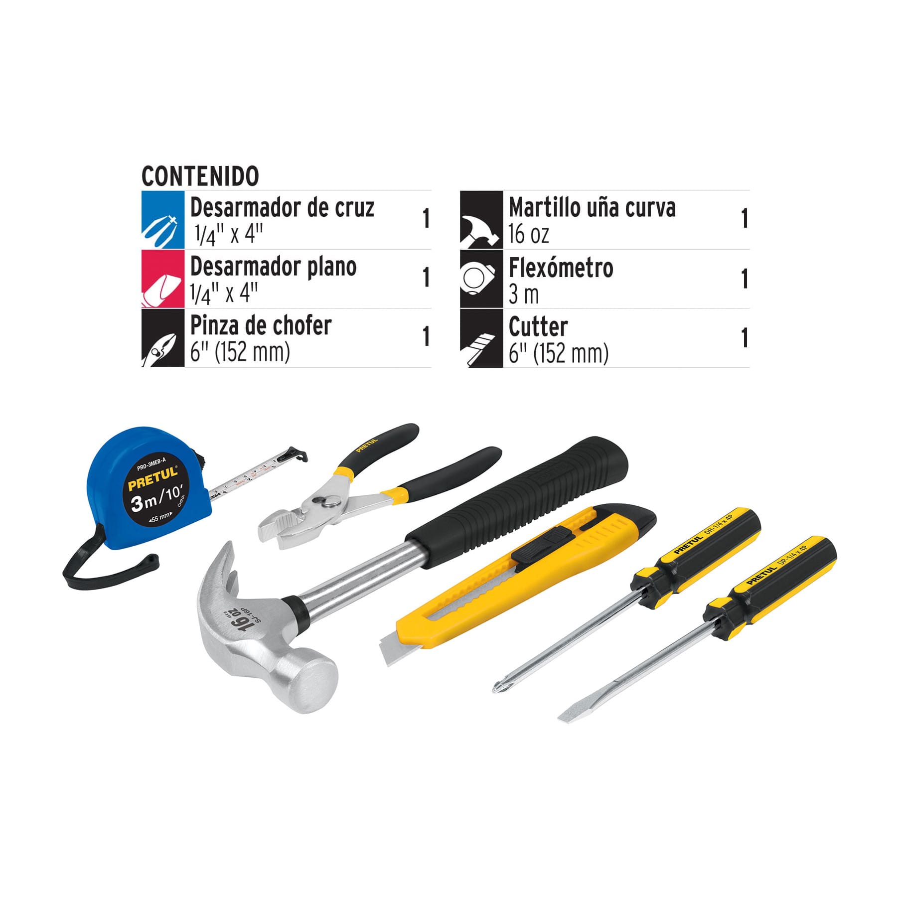 Juego de 6 herramientas caseras, Pretul | JGO-CAS6 | 22972