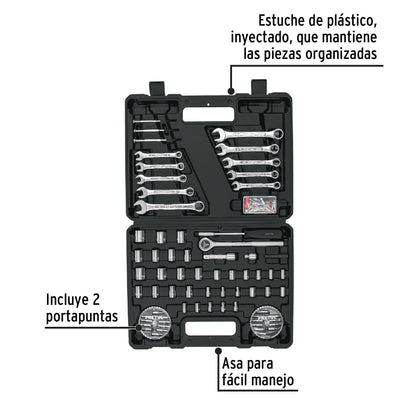 Juego de 71 herramientas 1/4' y 3/8' para mecánico, Pretul | SET-100 | 22980