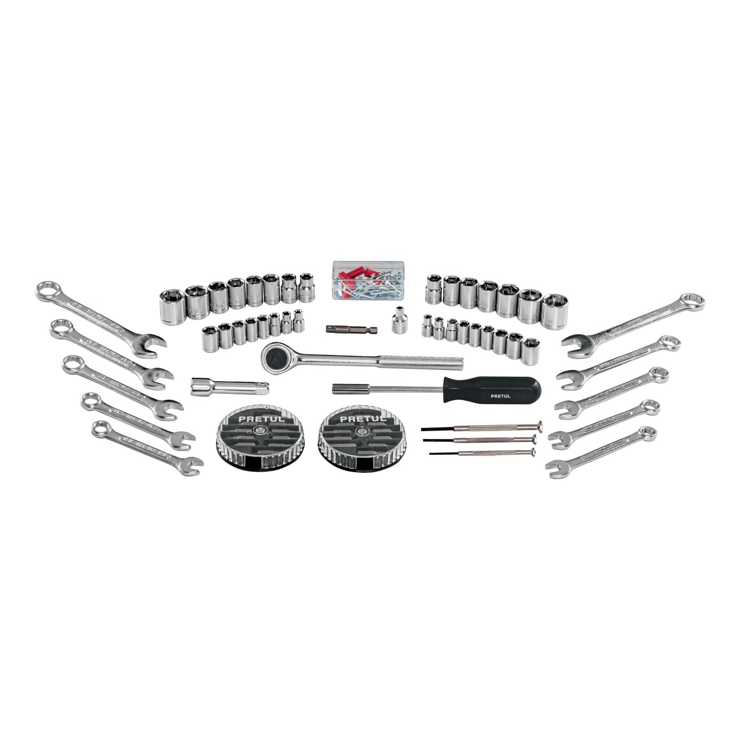 Juego de 71 herramientas 1/4' y 3/8' para mecánico, Pretul | SET-100 | 22980