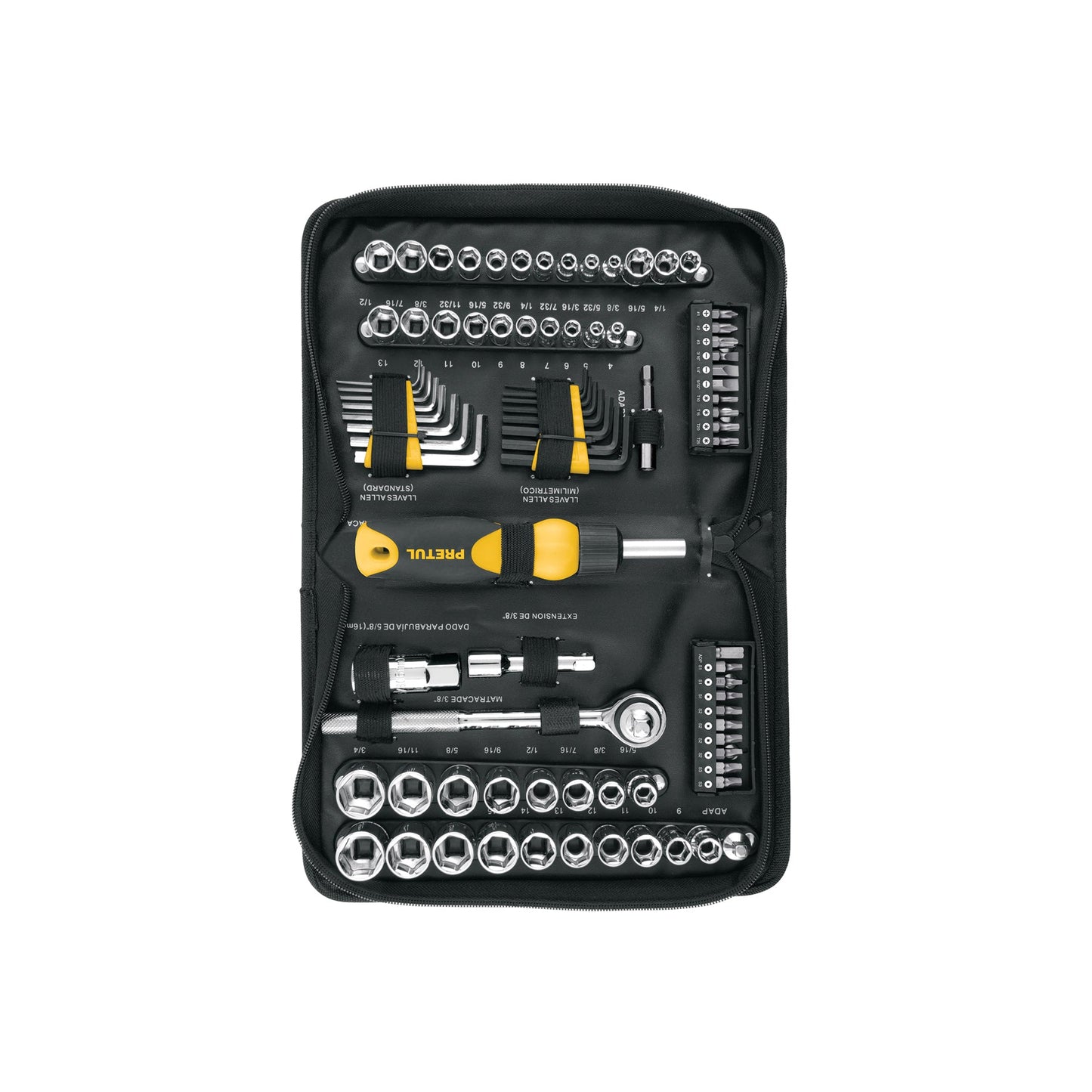Juego de 83 herramientas 1/4' y 3/8' para mecánico, Pretul | SET-85 | 22984