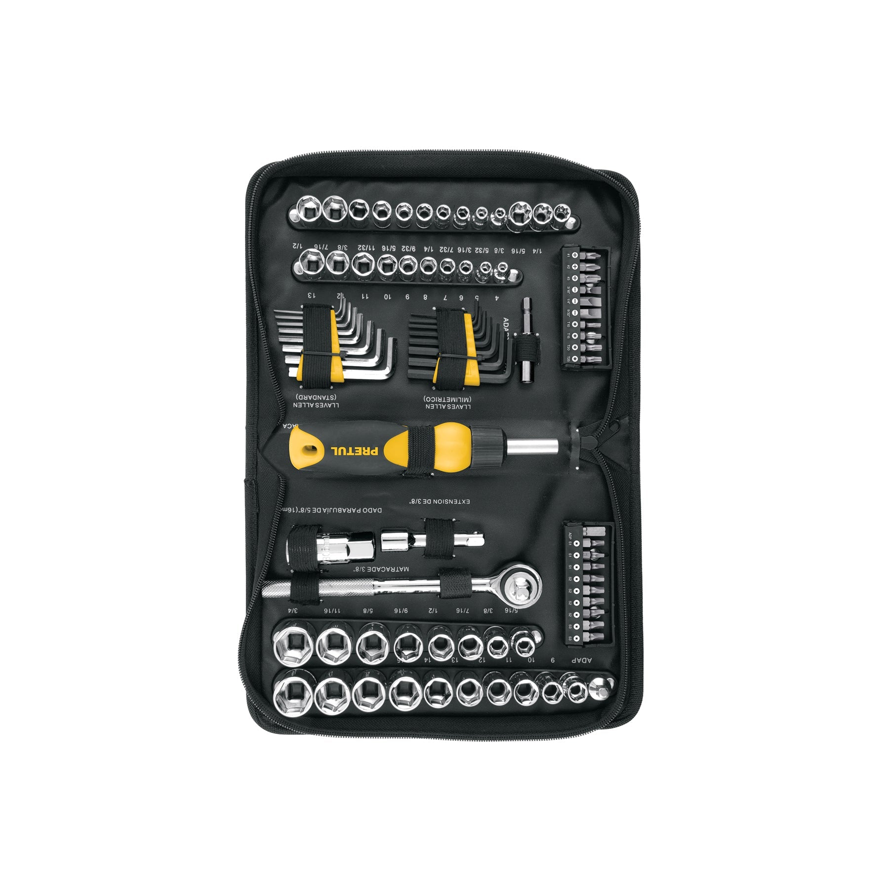 Juego de 83 herramientas 1/4' y 3/8' para mecánico, Pretul | SET-85 | 22984