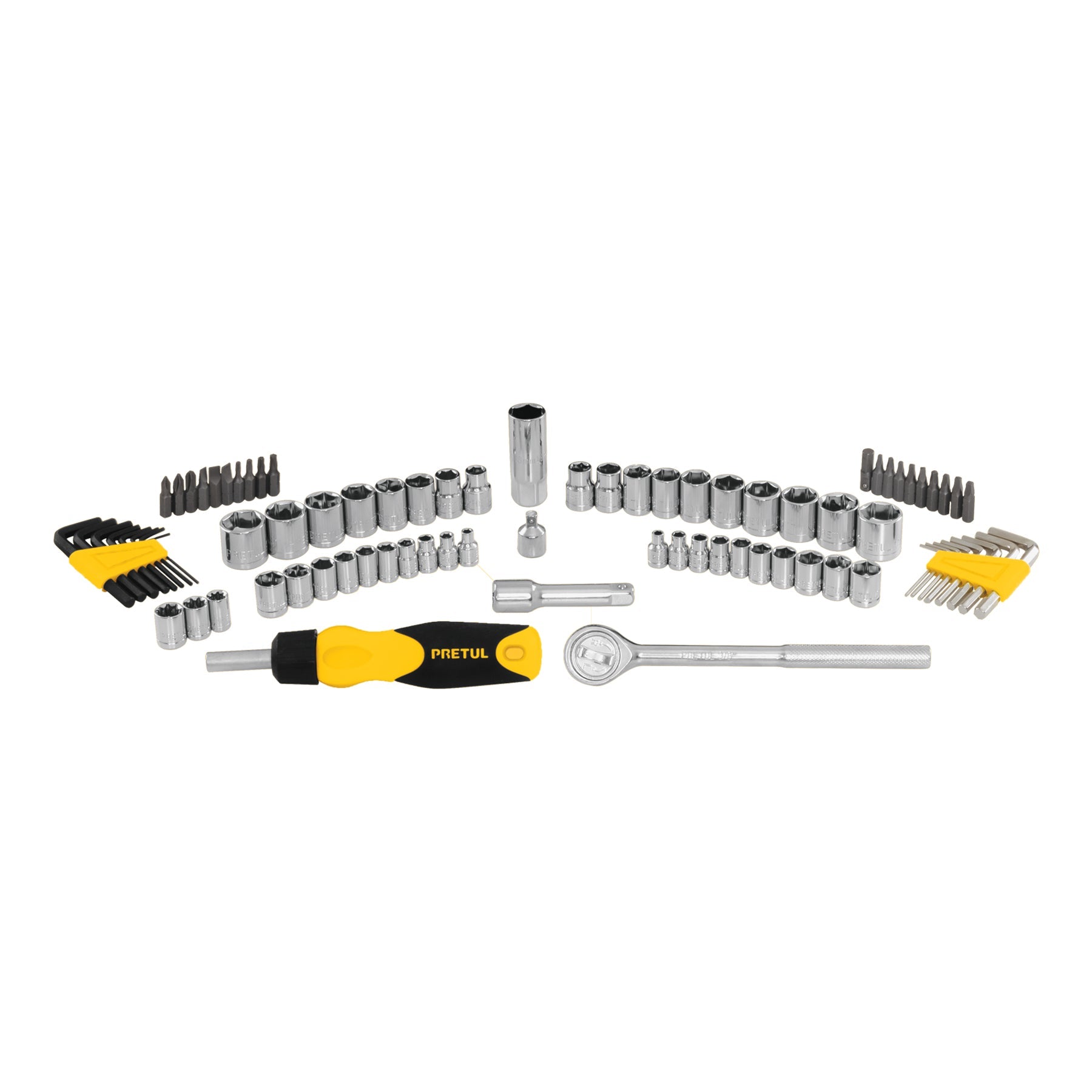 Juego de 83 herramientas 1/4' y 3/8' para mecánico, Pretul | SET-85 | 22984