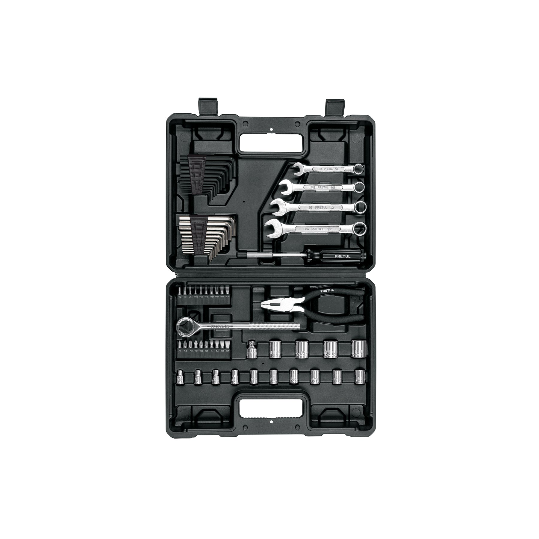 Juego de 66 herramientas 1/4' y 3/8' para mecánico, Pretul | SET-70 | 22985