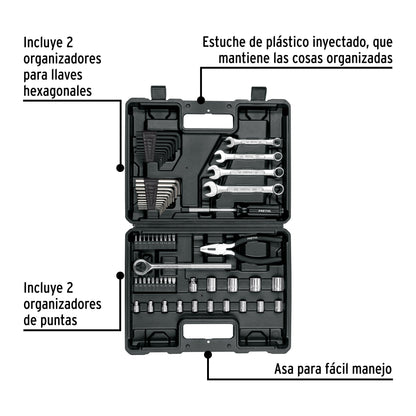 Juego de 66 herramientas 1/4' y 3/8' para mecánico, Pretul | SET-70 | 22985