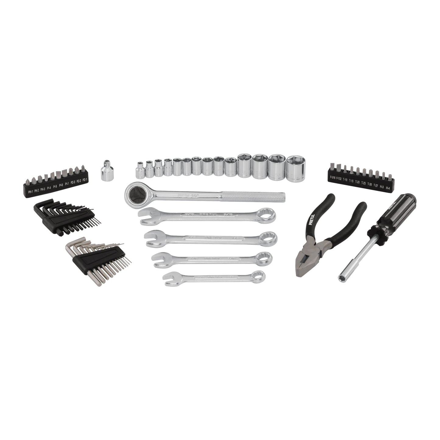 Juego de 66 herramientas 1/4' y 3/8' para mecánico, Pretul | SET-70 | 22985