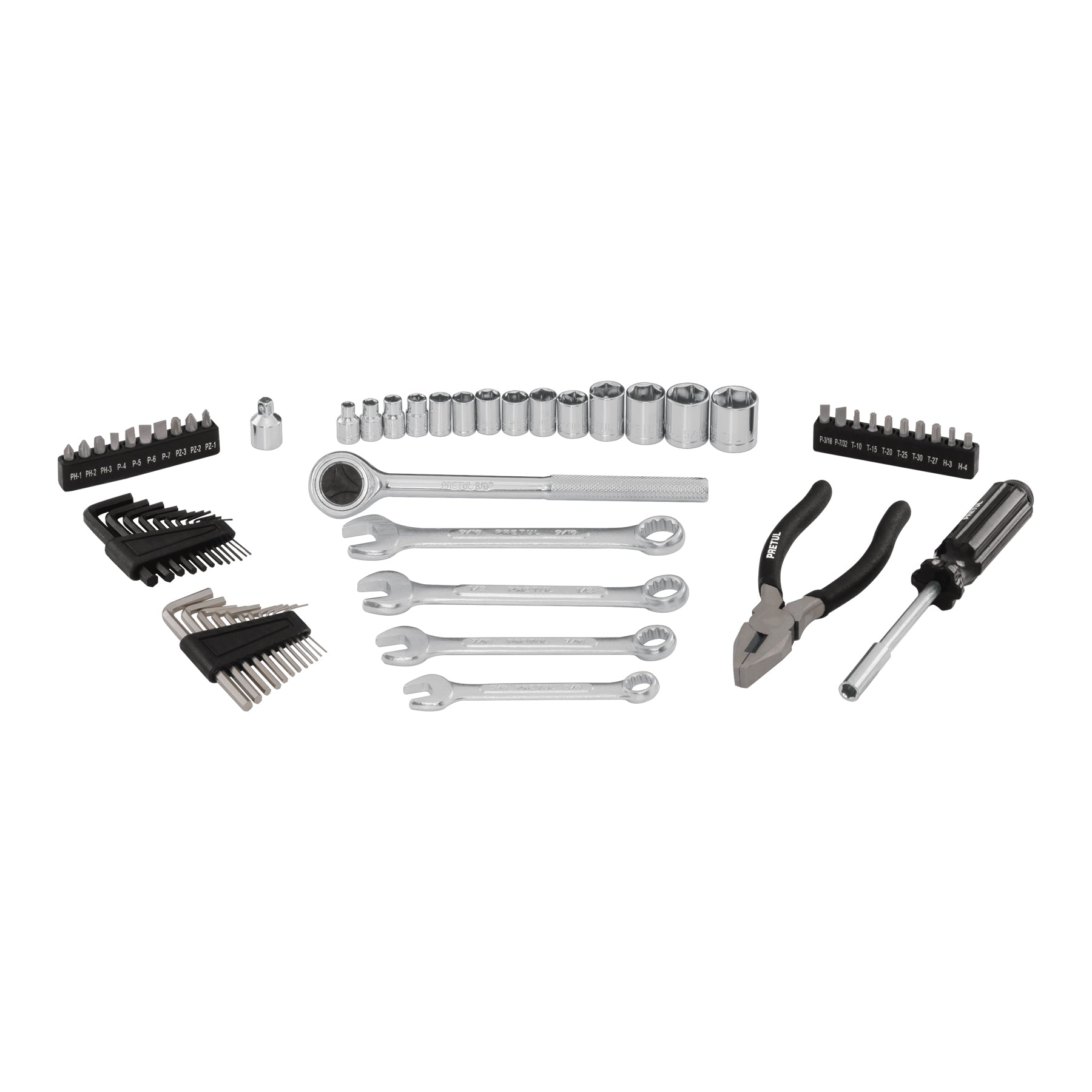 Juego de 66 herramientas 1/4' y 3/8' para mecánico, Pretul | SET-70 | 22985