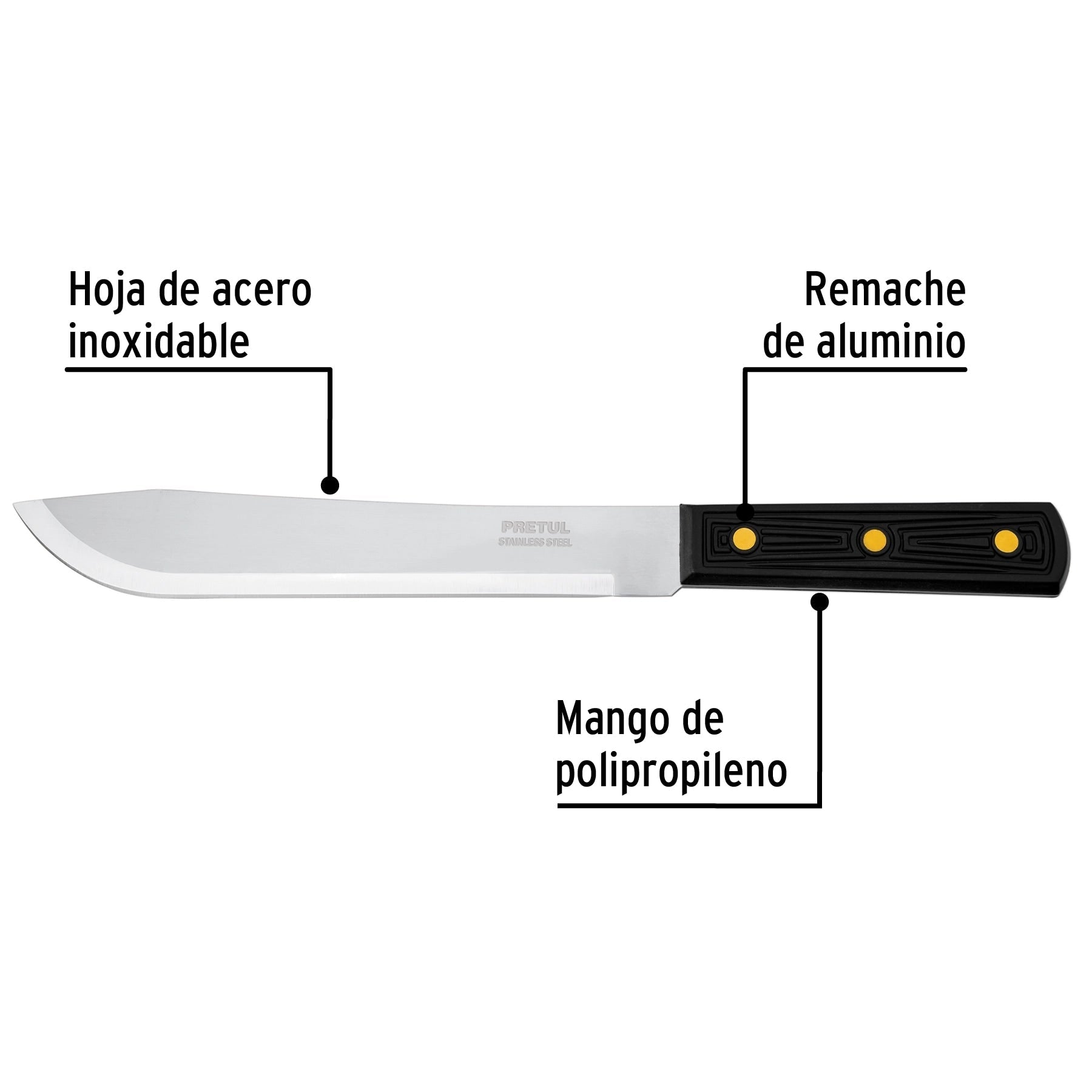 Cuchillo cebollero 8' mango de polipropileno, Pretul | CUCH-P80 | 23087