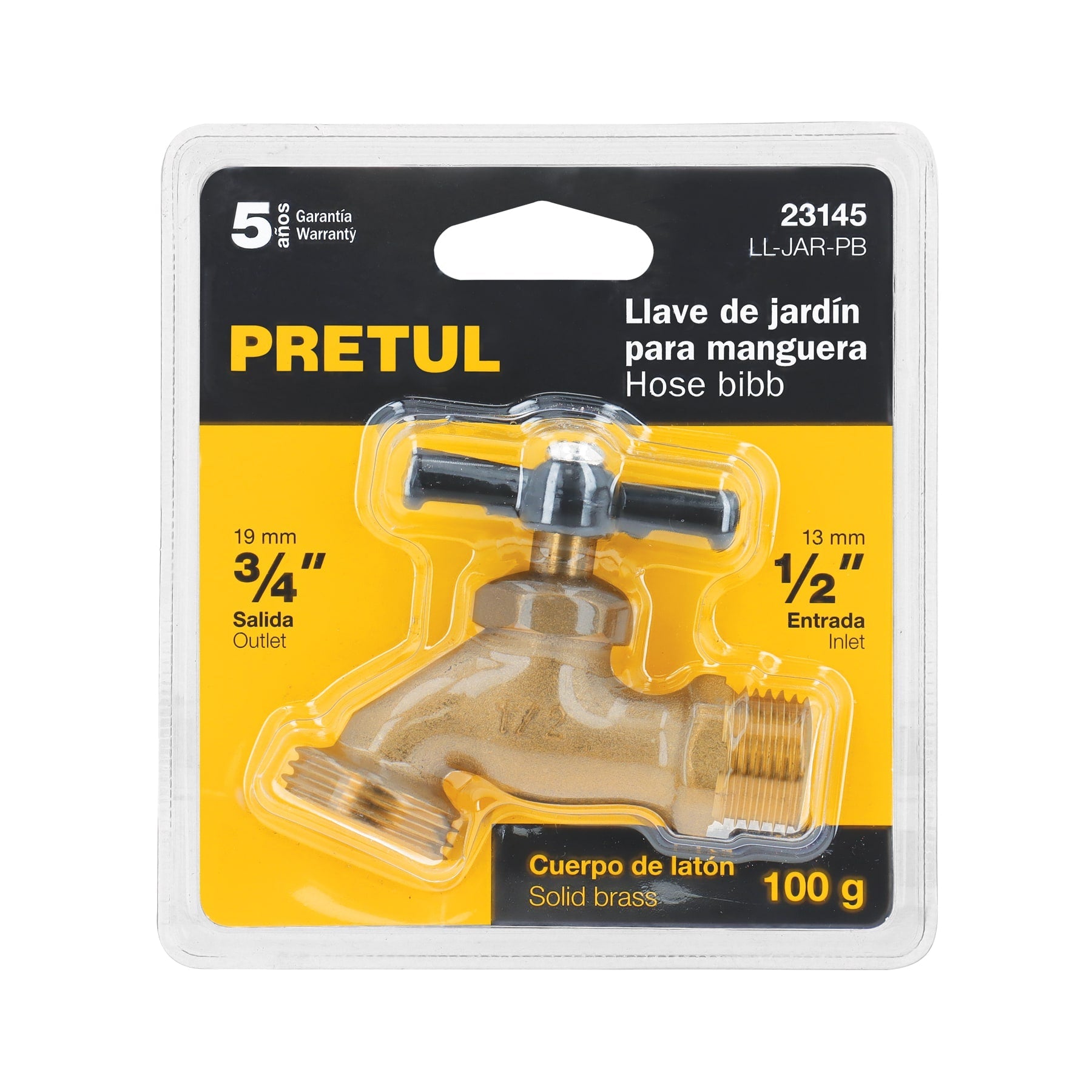 Llave p/manguera, de latón 100g, 1/2', blíster, PRETUL | LL-JAR-PB | 23145