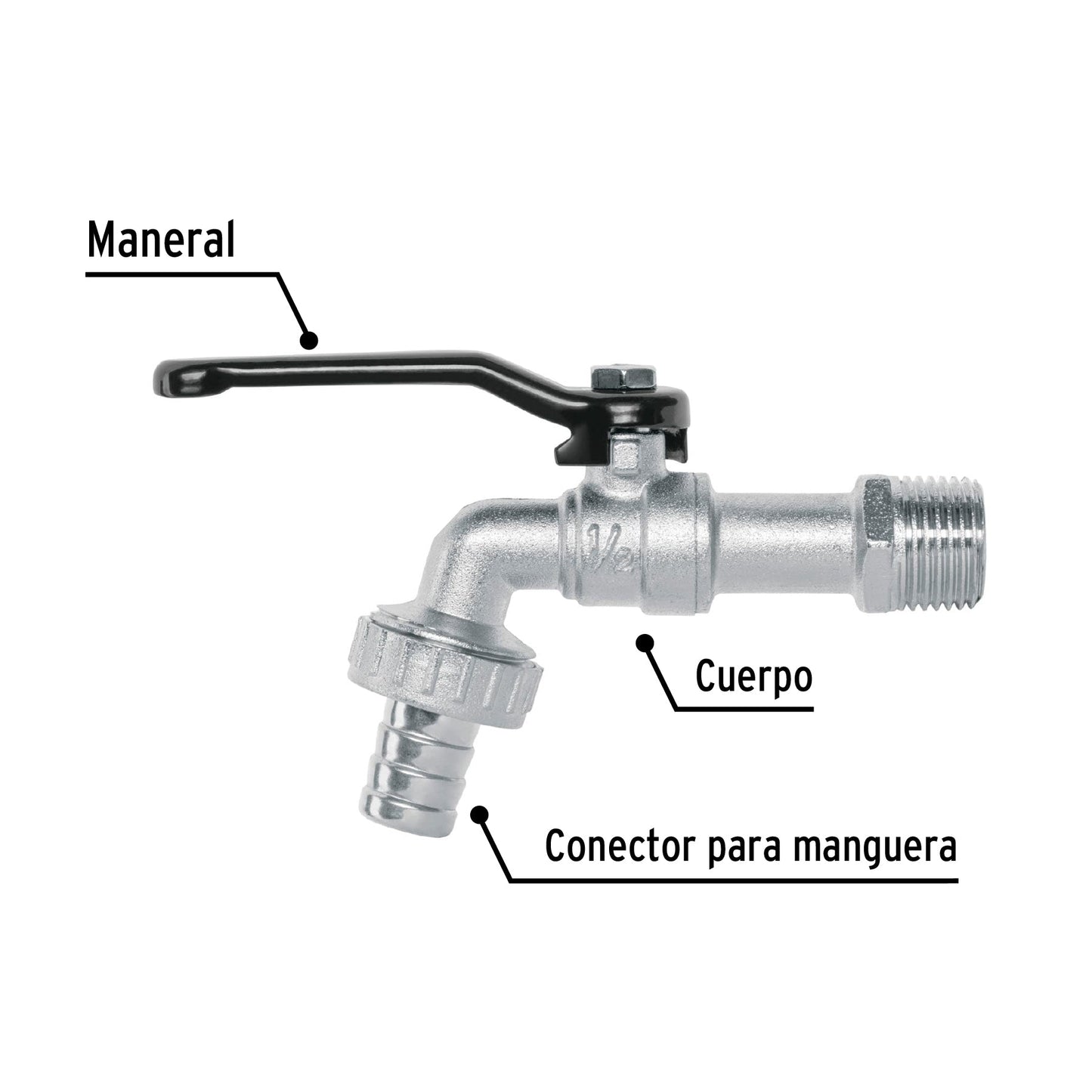 Llave de esfera, 1/2' de zinc, Pretul | LL-21P | 23146