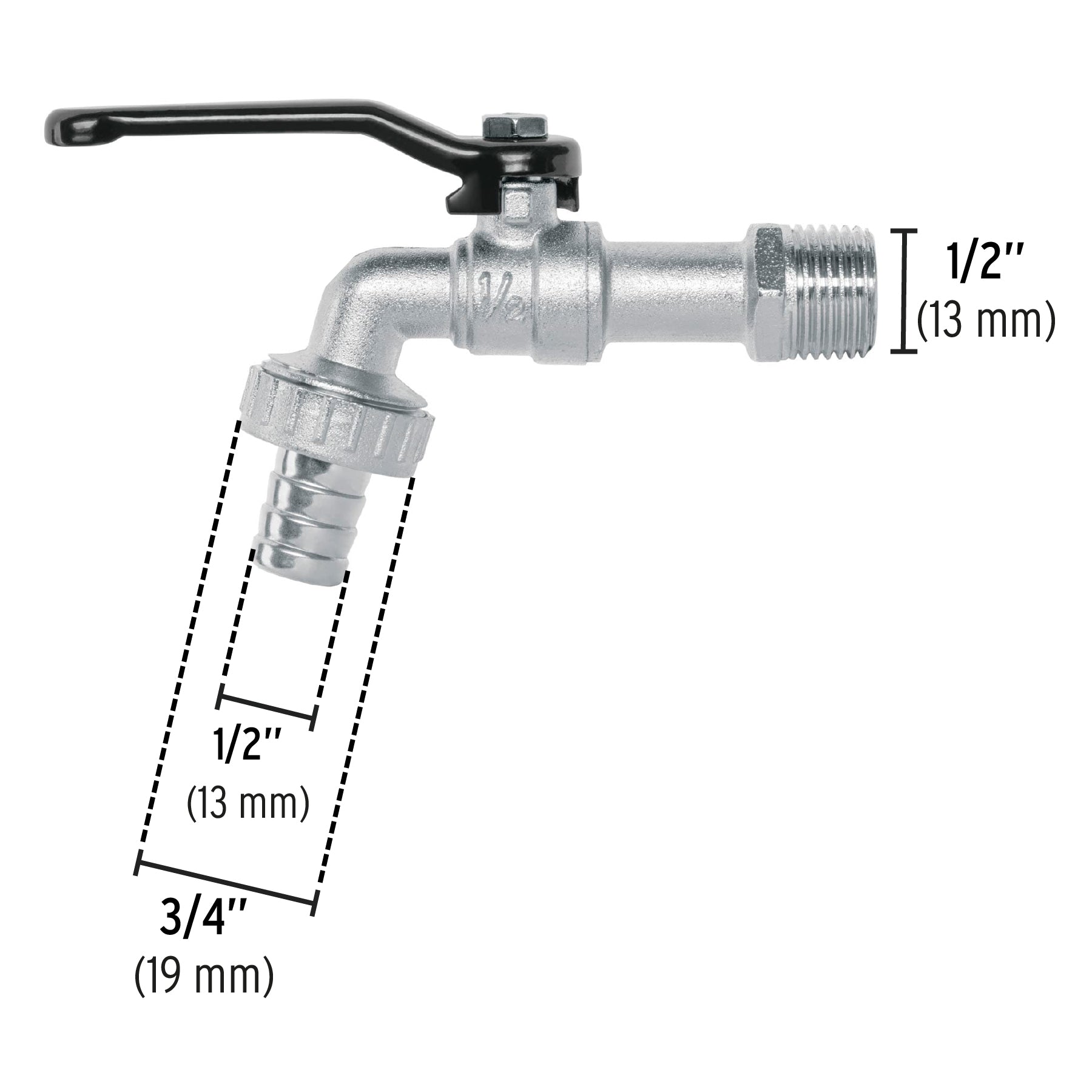 Llave de esfera, 1/2' de zinc, Pretul | LL-21P | 23146