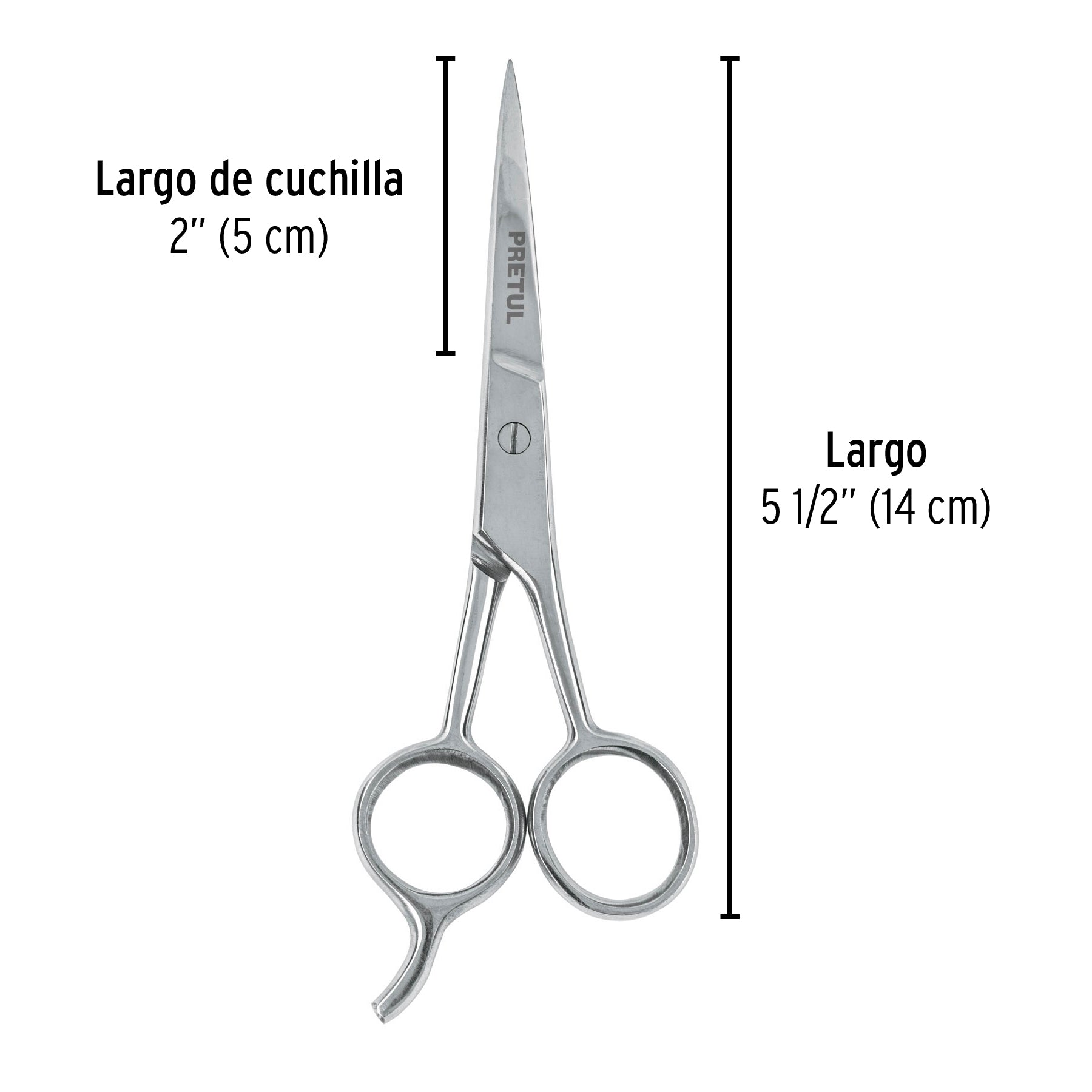 Tijera 5-1/2' acero inox con gancho, para estilista, PRETUL | TP-8419-5-1/2 | 23168