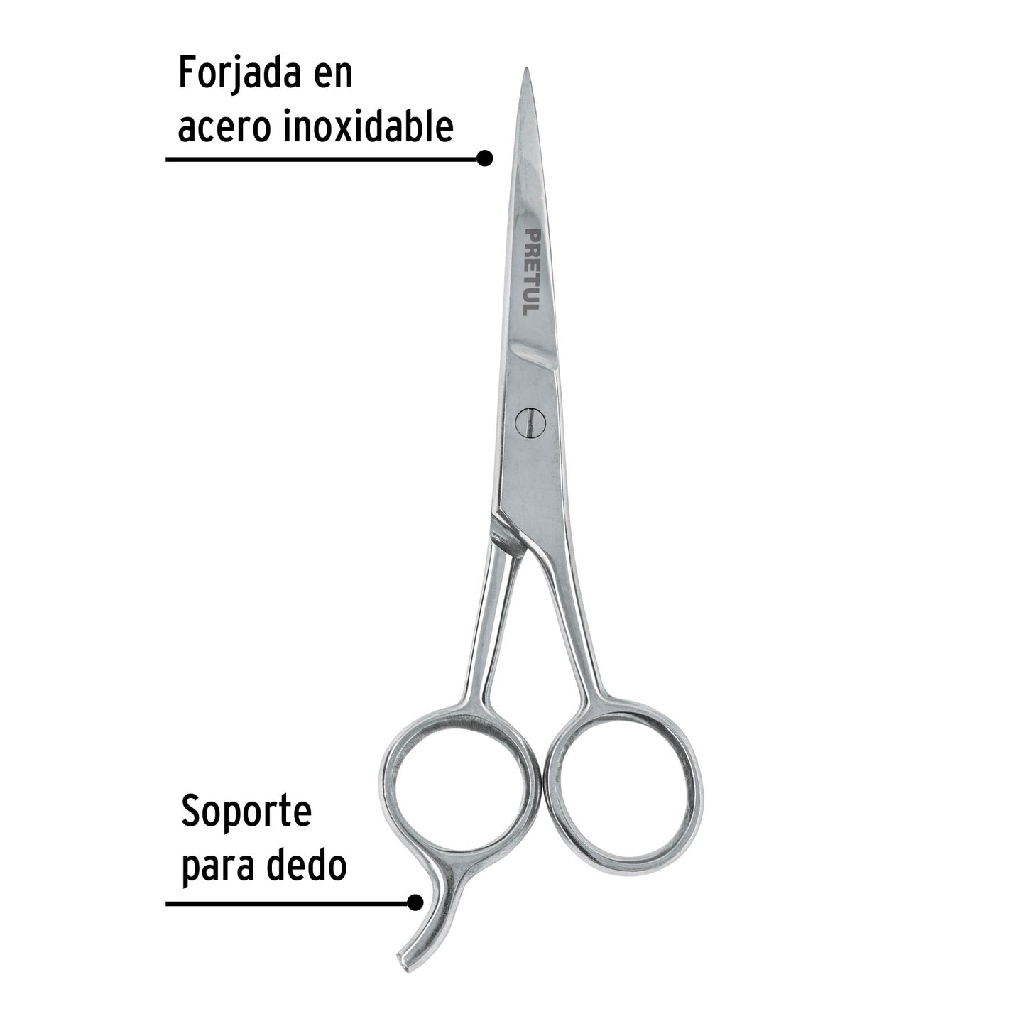 Tijera 5-1/2' acero inox con gancho, para estilista, PRETUL | TP-8419-5-1/2 | 23168