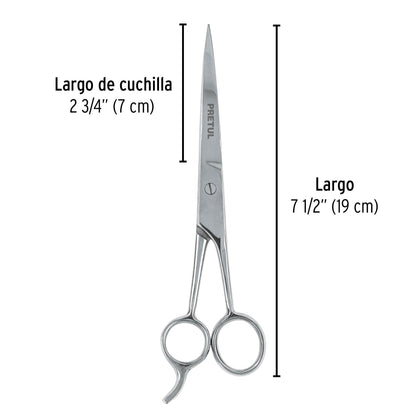 Tijera 7-1/2' acero inox con gancho, para estilista, PRETUL | TP-8418-7-1/2 | 23178