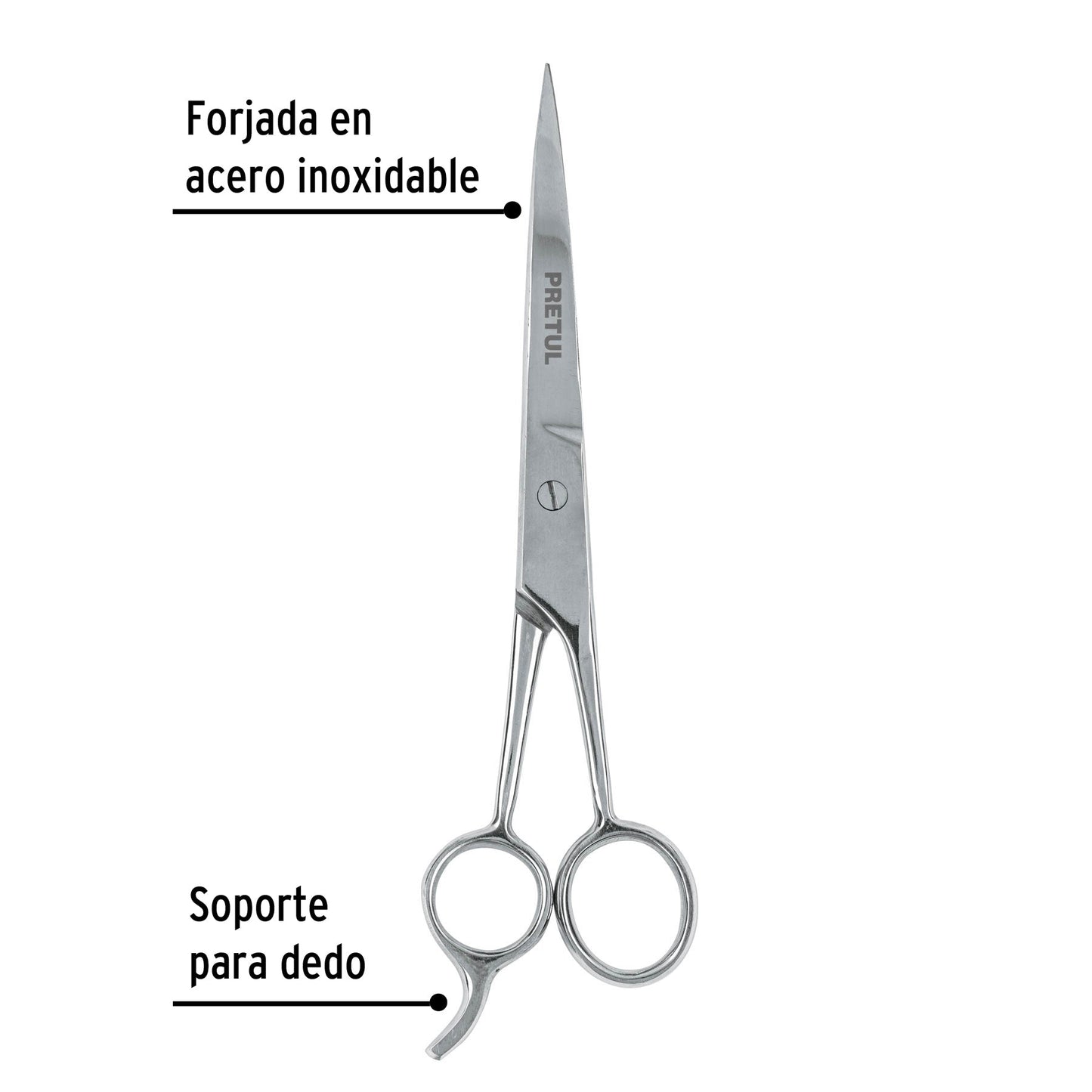 Tijera 7-1/2' acero inox con gancho, para estilista, PRETUL | TP-8418-7-1/2 | 23178