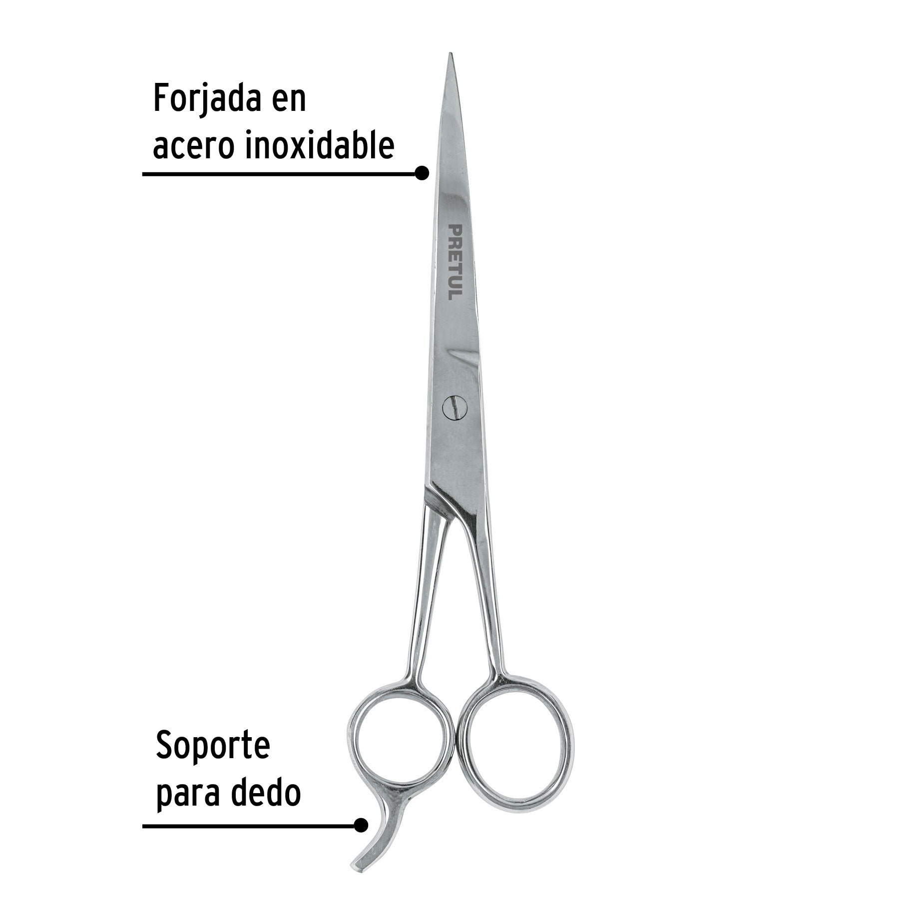 Tijera 7-1/2' acero inox con gancho, para estilista, PRETUL | TP-8418-7-1/2 | 23178