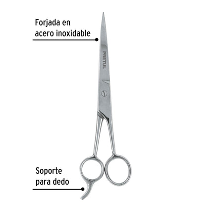 Tijera 7-1/2' acero inox con gancho, para estilista, PRETUL | TP-8418-7-1/2 | 23178
