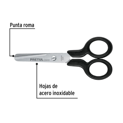 Tijera 4-1/2' de acero inoxidable punta roma escolar, PRETUL | TIES-4-1/2 | 23240