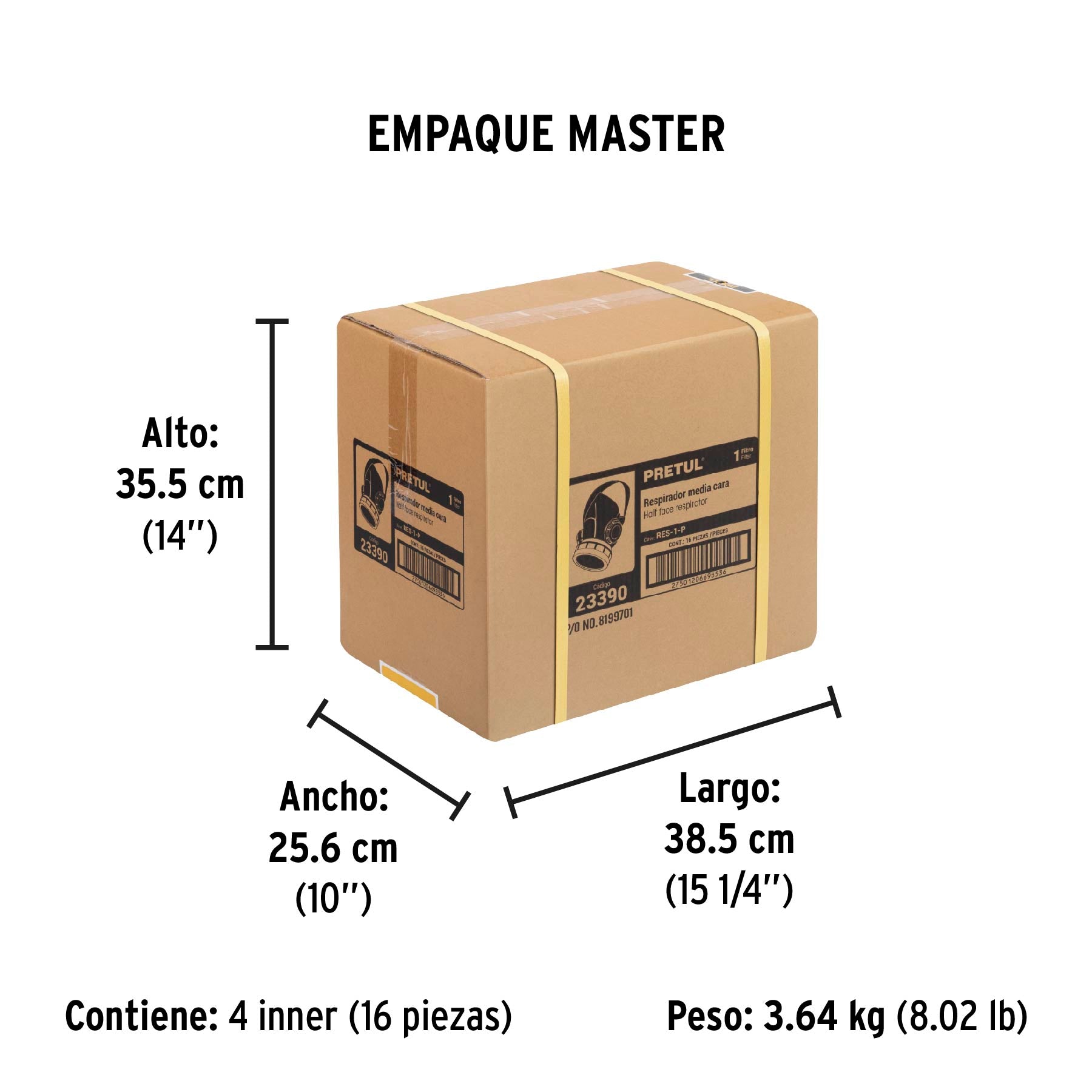 Respirador sin cartucho, 1 filtro, Pretul | RES-1-P | 23390
