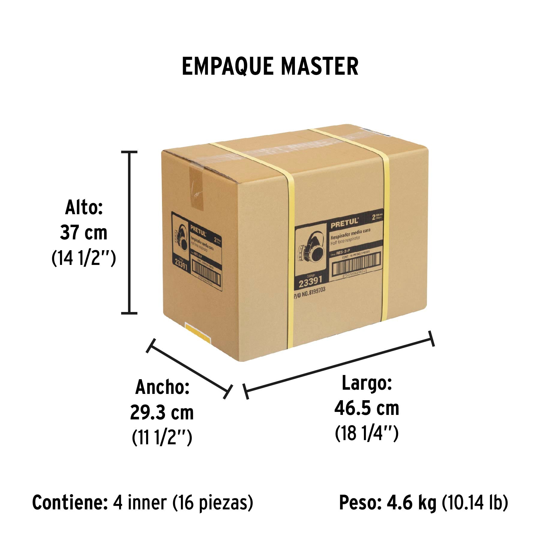 Respirador sin cartucho, 2 filtros, Pretul | RES-2-P | 23391
